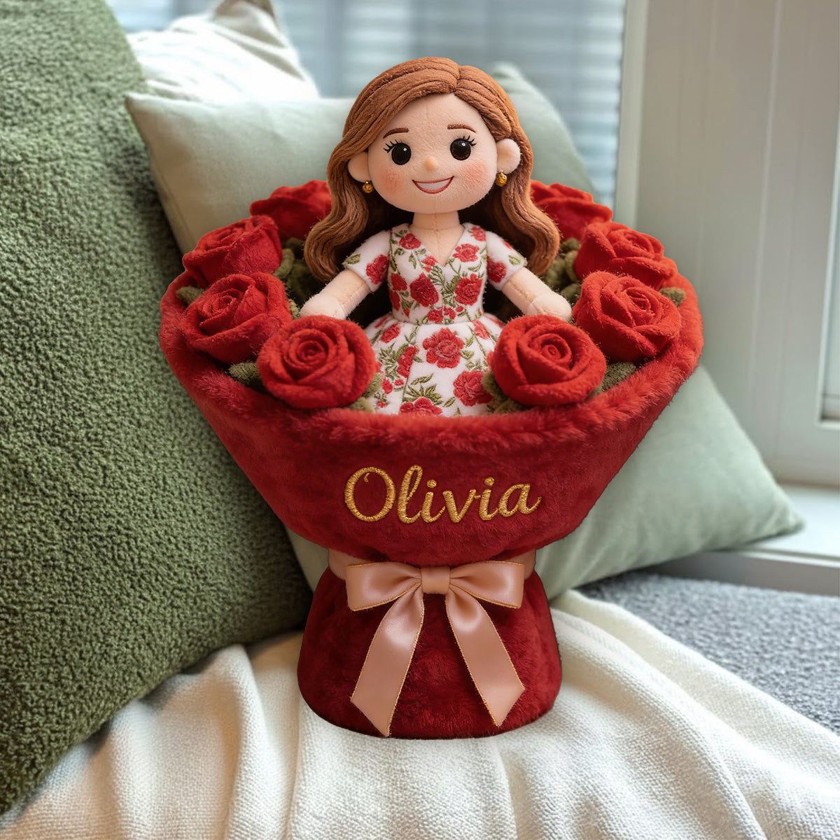 Birth Flower - Personalized Birth Month Flower Premium Faux Fur Pillow