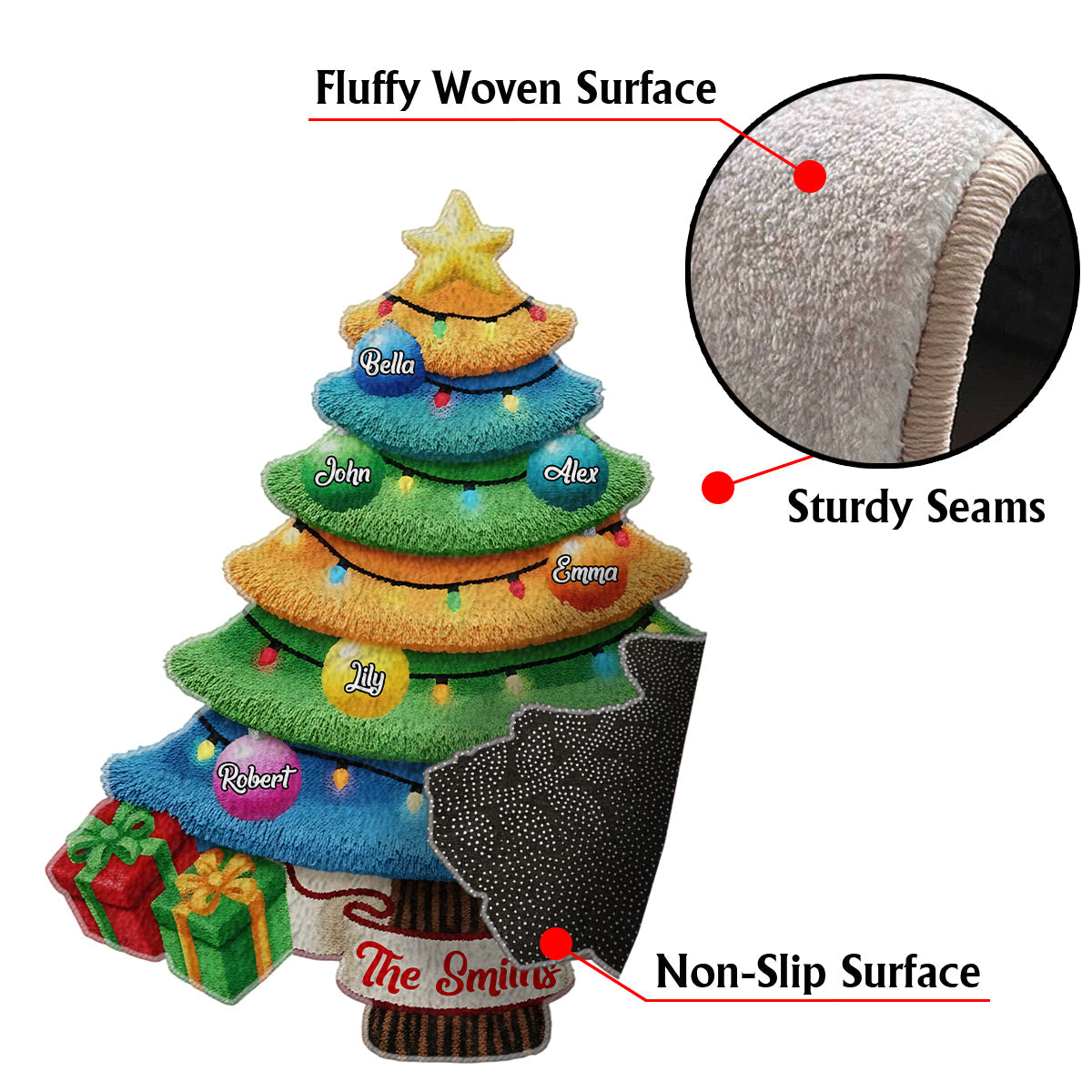 Family Christmas Tree - Personalized Family Non-Slip Tufted Rug