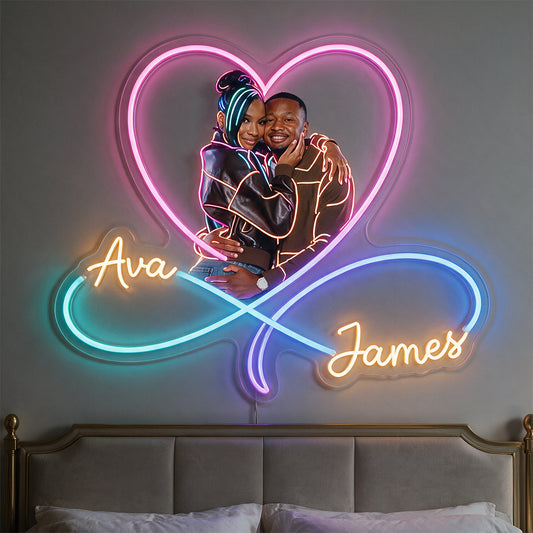 Love You Infinite, Bedroom Decoration - Personalized Couple Neon LED Light Sign