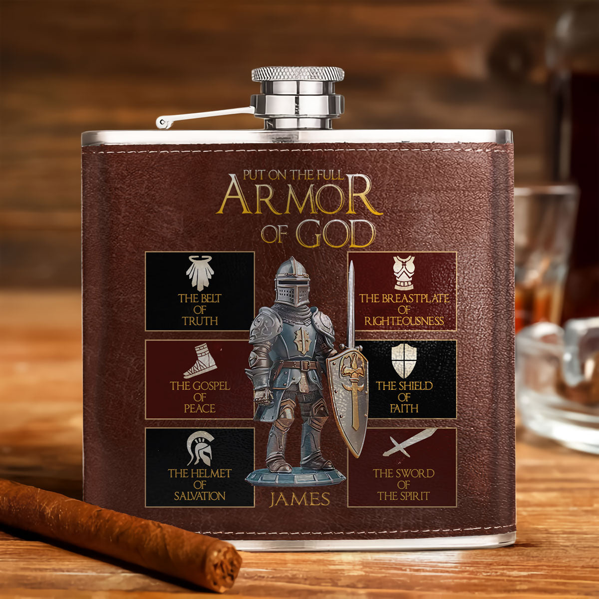 Armor of God - Personalized Christian Hip Flask