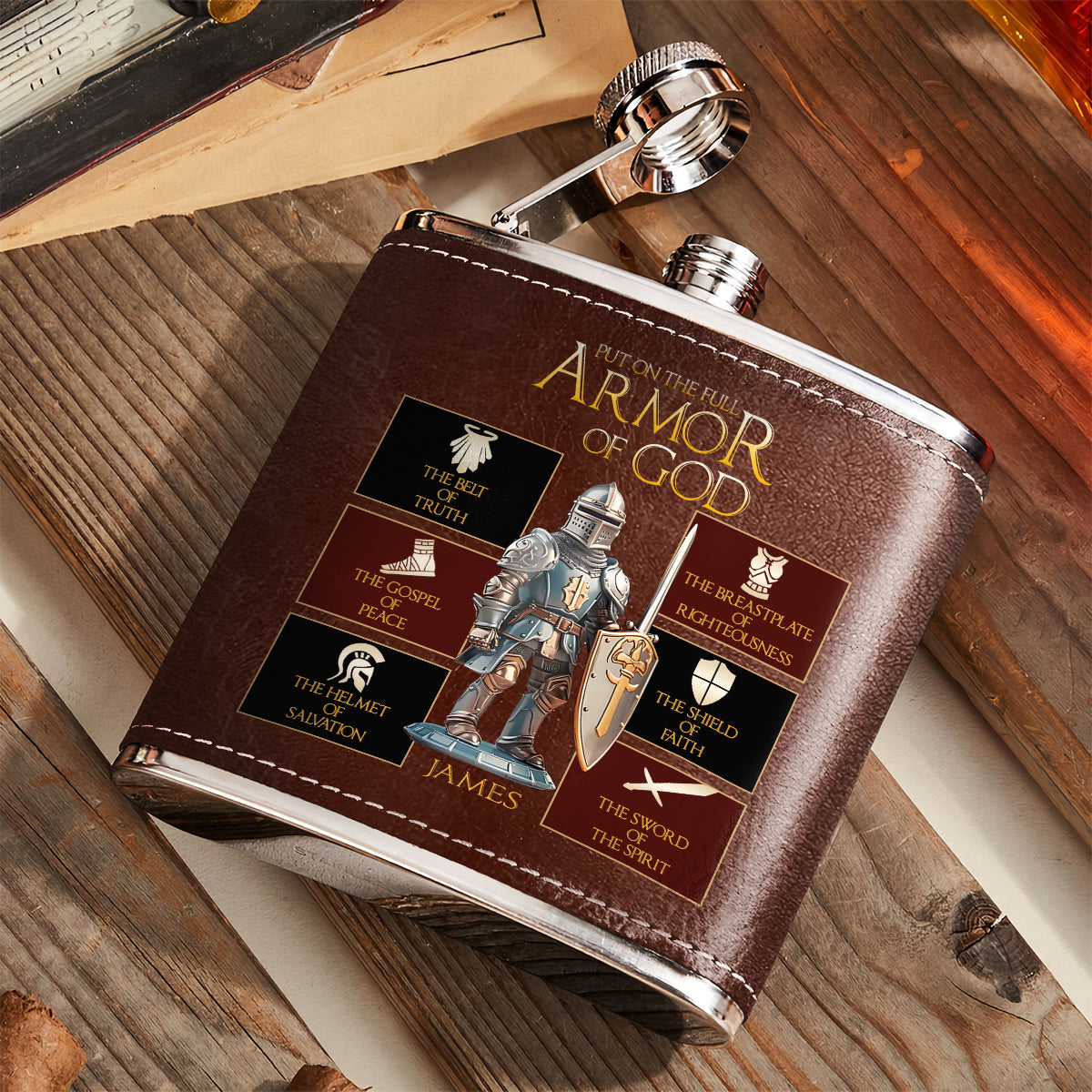 Armor of God - Personalized Christian Hip Flask