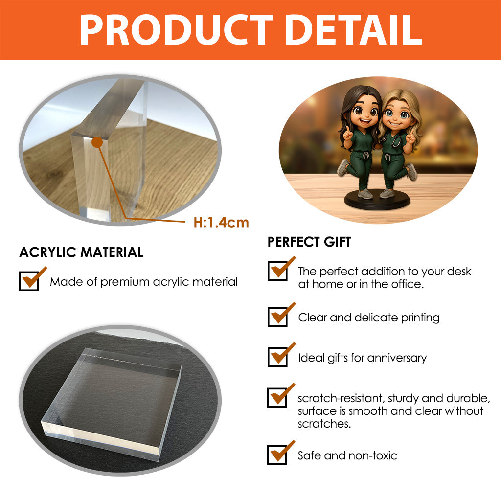 Chibi Medical Worker - Personalized Nurse Custom Shaped Acrylic Plaque