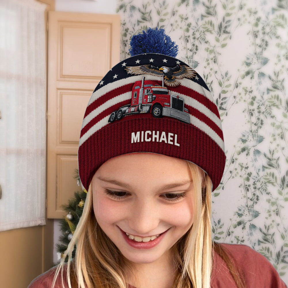 Proud Trucker - Personalized Trucker Beanie Hat