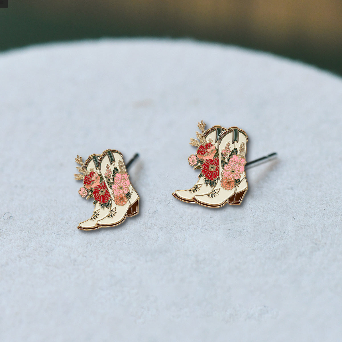Cowgirl Chic Floral - Personalized Cowgirl Stud Earrings