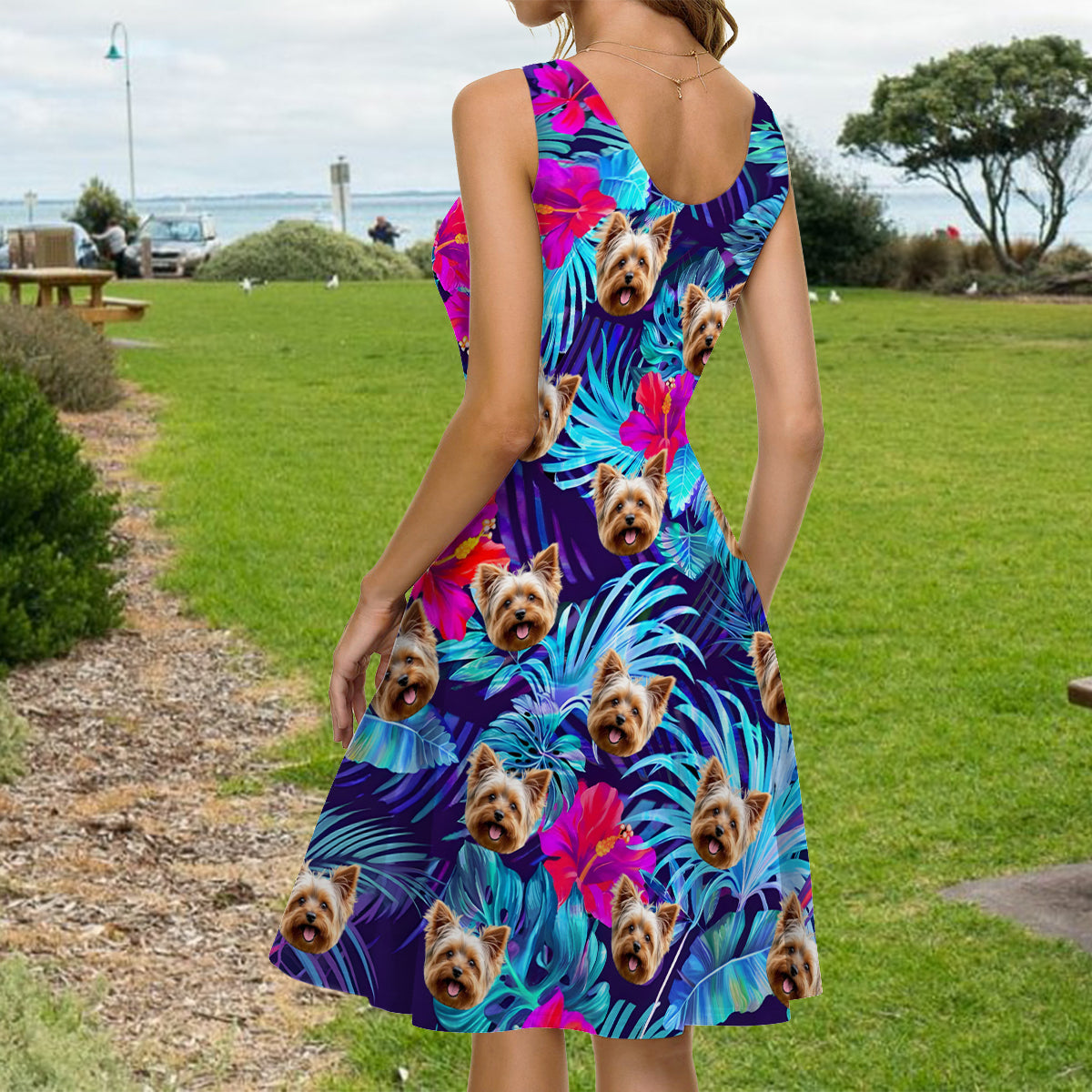 The Beach Is Calling - Personalized Dog Hawaiian Shirt & Sleeveless Dress