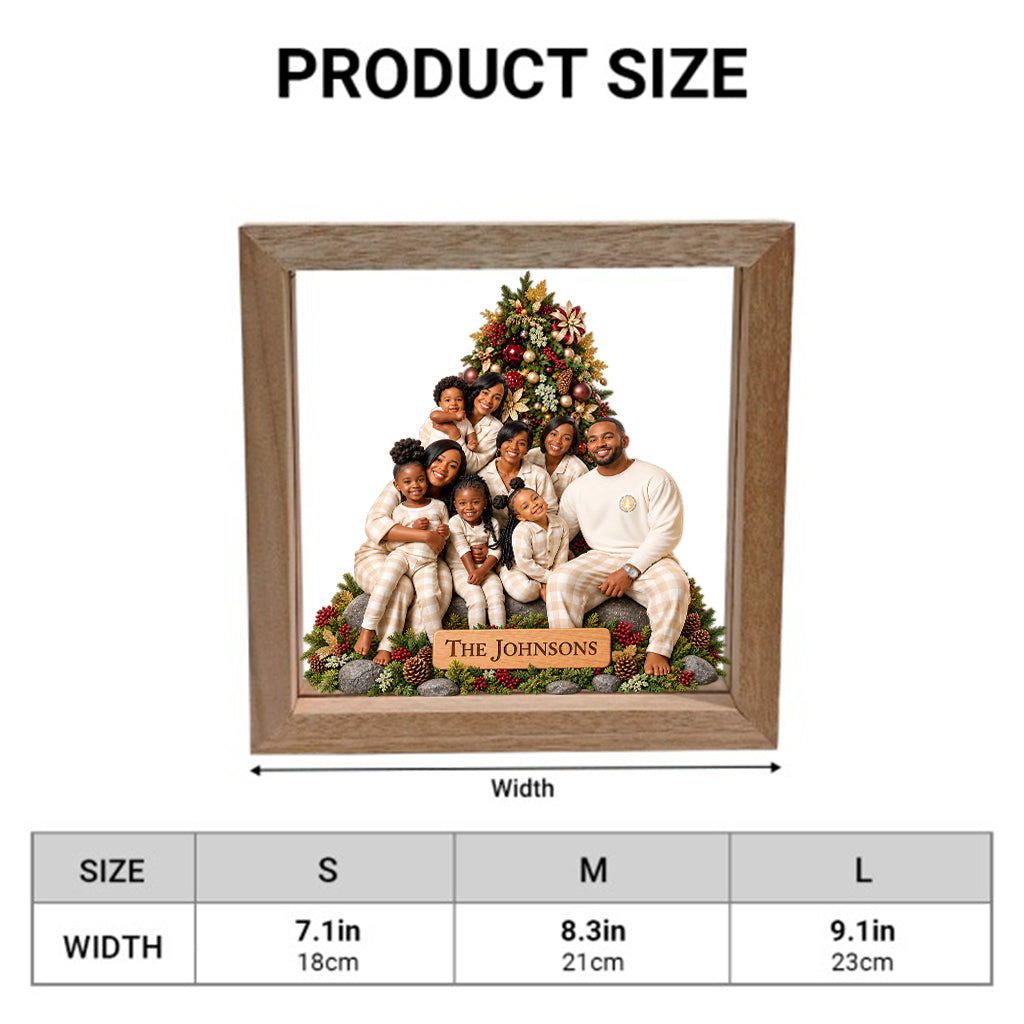 Miniature Style Gift, Custom From Any Photo - Personalized Family Wooden Frame LED Light