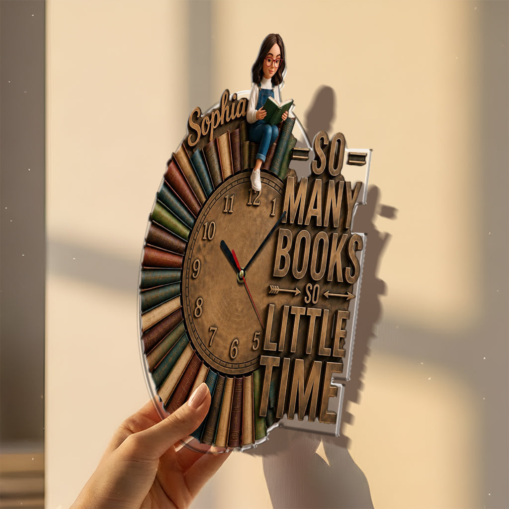 So Many Books So Little Time - Personalized Book Acrylic Wall Clock