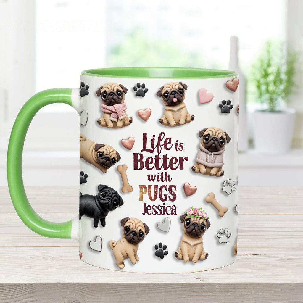 Life Is Better With Dogs - Personalized Dog Accent Mug