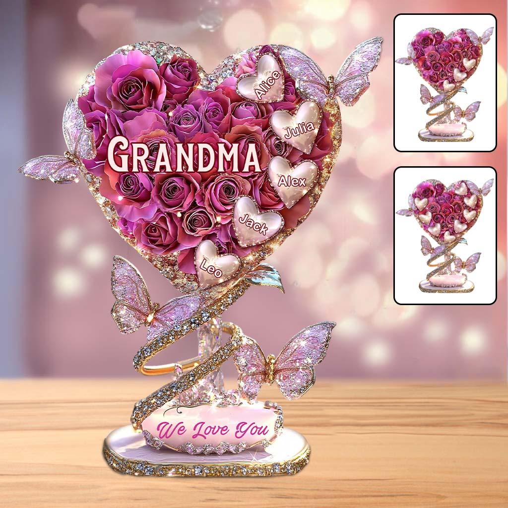 Grandma Heart - Personalized Grandma Custom Shaped Acrylic Plaque