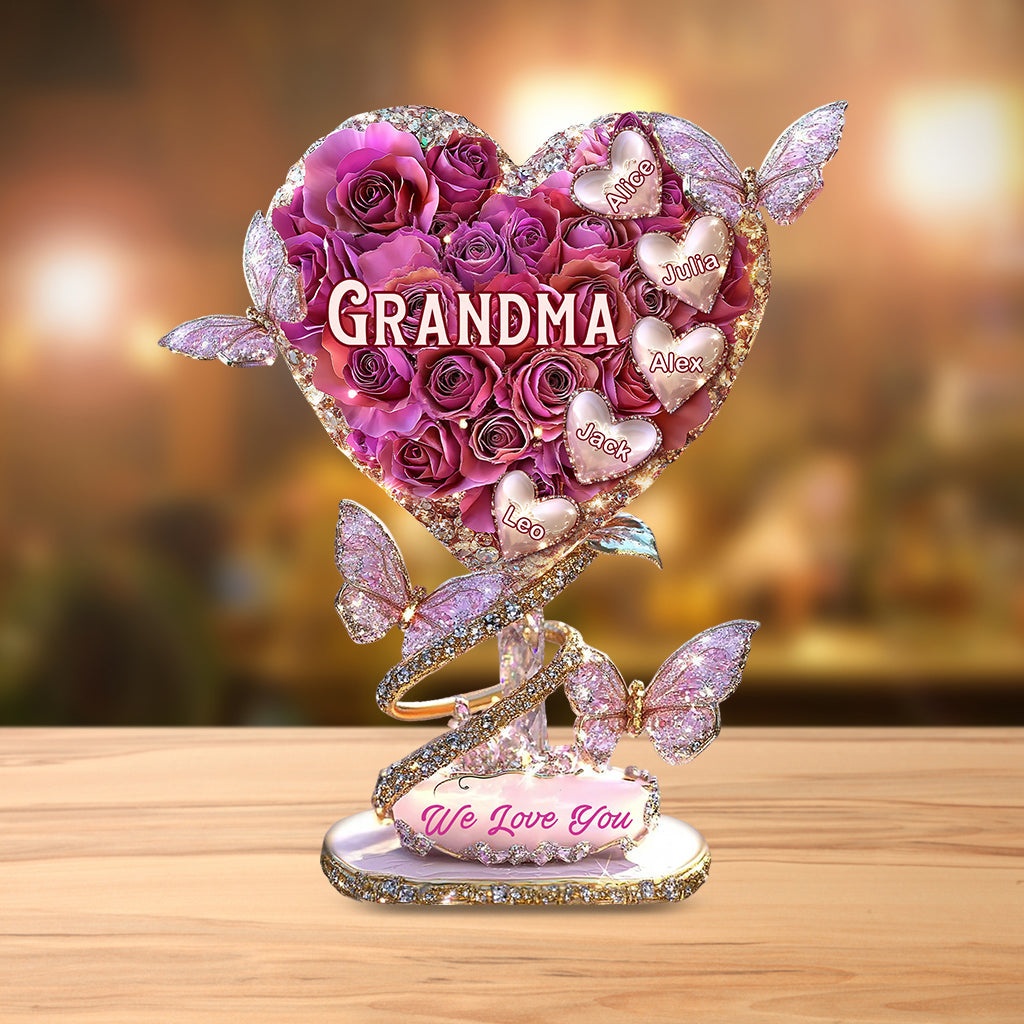Grandma Heart - Personalized Grandma Custom Shaped Acrylic Plaque