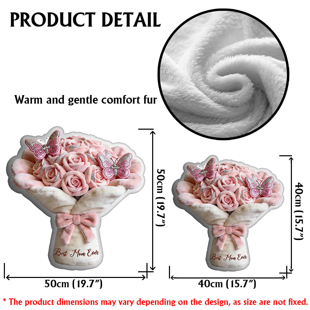 Perfect Gift For Mom, Grandma Beautiful Bouquet - Personalized Mother Faux Fur Shaped Pillow