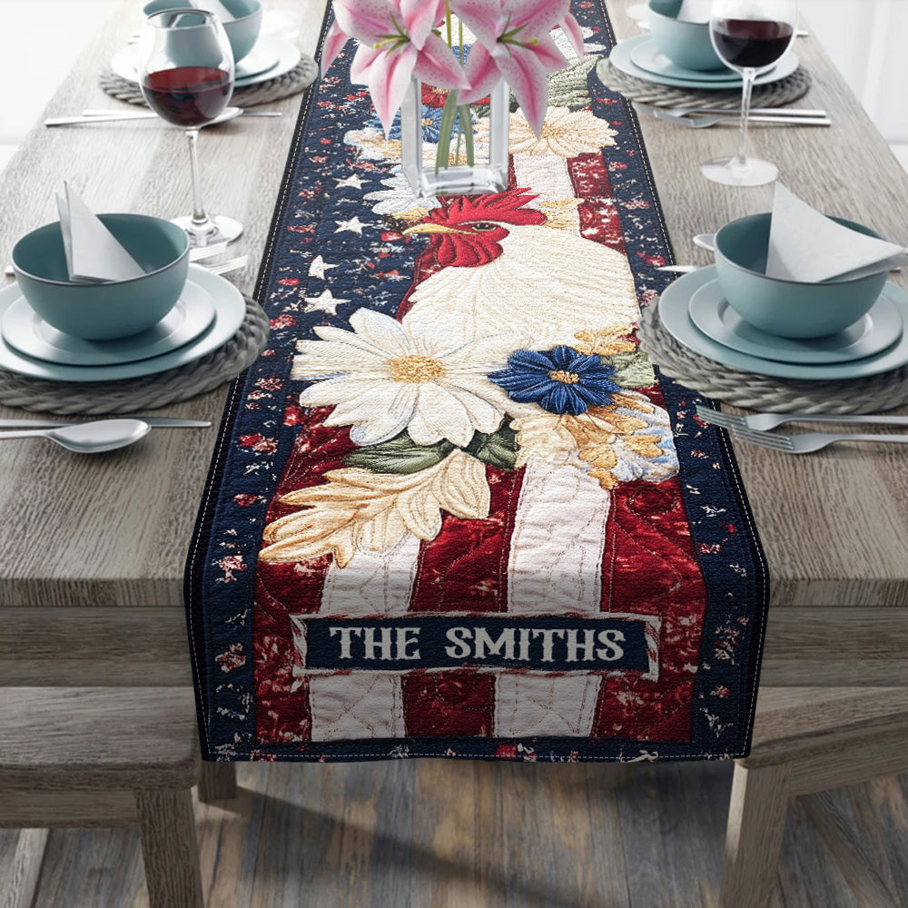 Patriotic Chicken - Personalized Chicken Table Runner