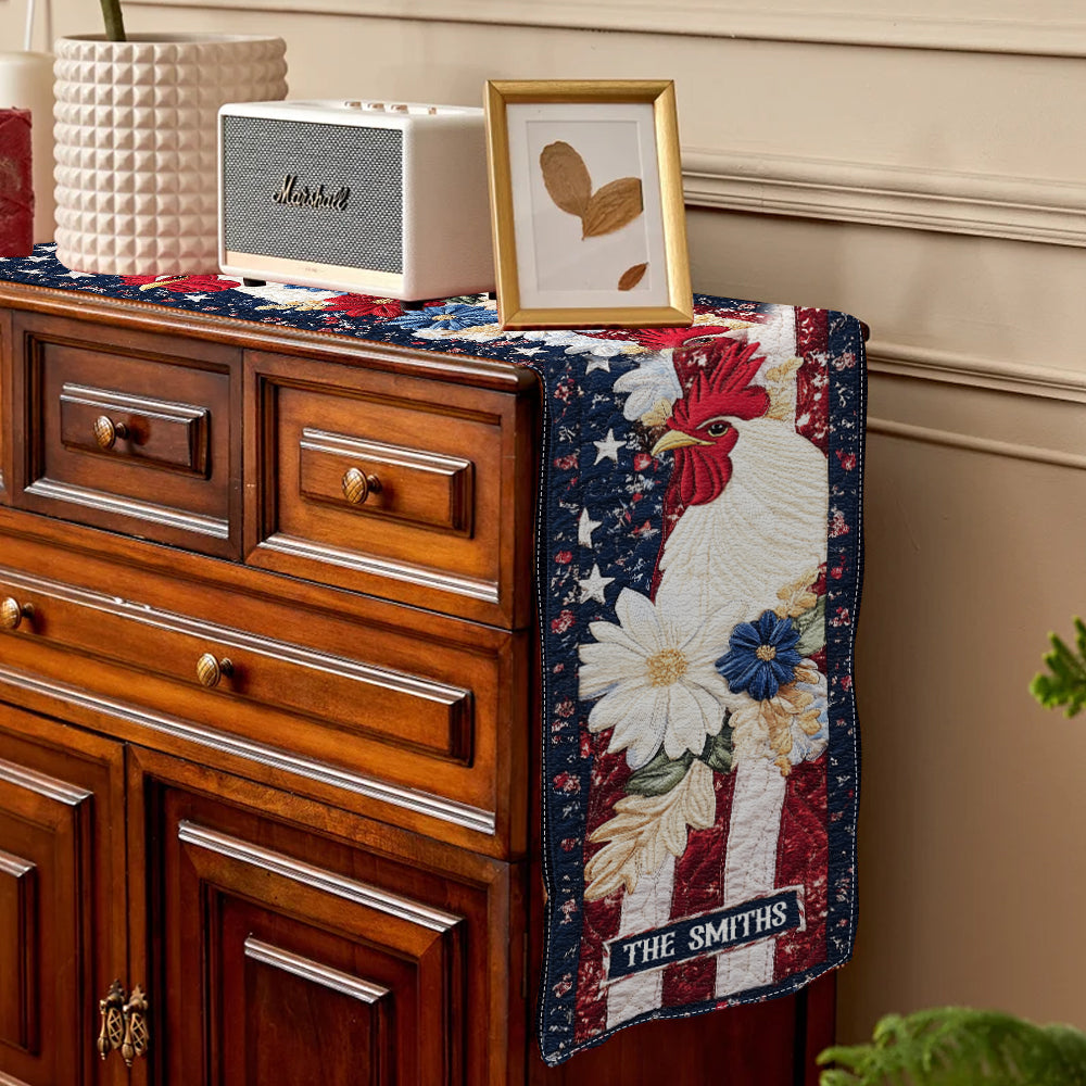 Patriotic Chicken - Personalized Chicken Table Runner