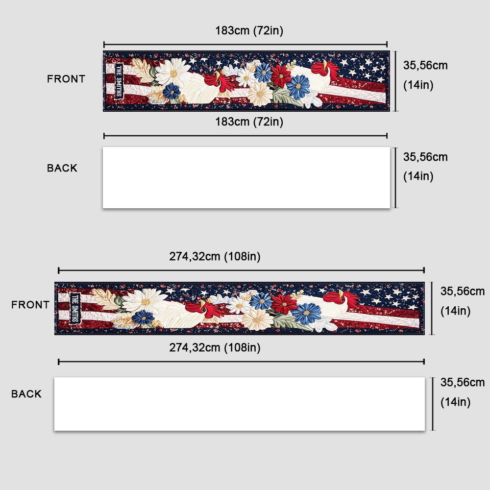 Patriotic Chicken - Personalized Chicken Table Runner