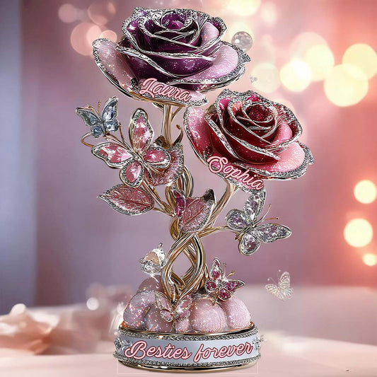 Friends Are Flowers In The Garden Of Life - Besties Forever - Personalized Bestie Custom Shaped Acrylic Plaque