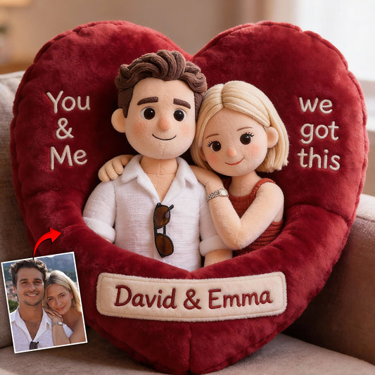 You & Me We Got This - Personalized Couple Faux Fur Shaped Pillow