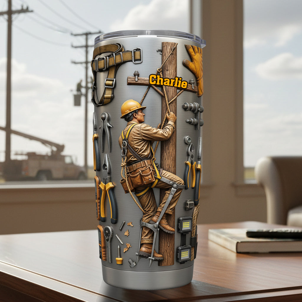 Strength Of The Line - Personalized Lineman Tumbler