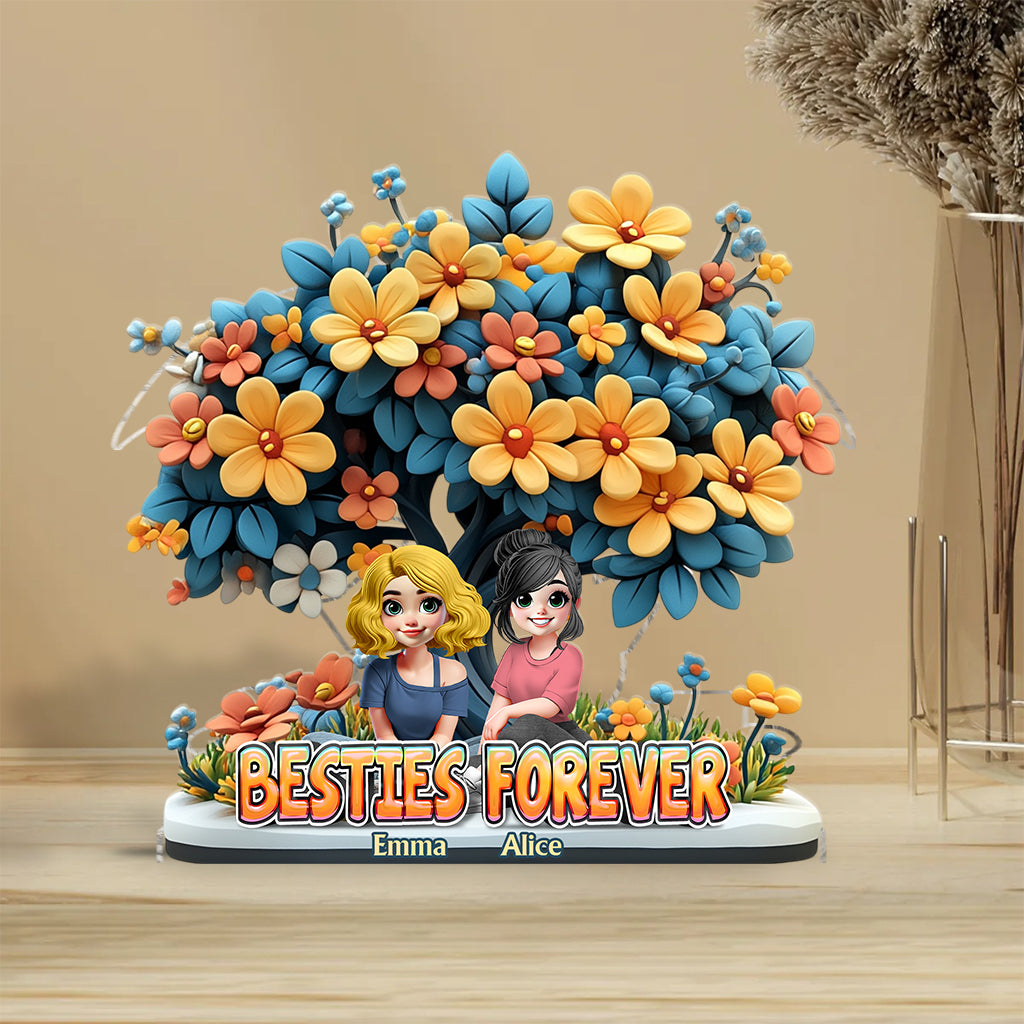 Besties Forever - Personalized Bestie Custom Shaped Acrylic Plaque