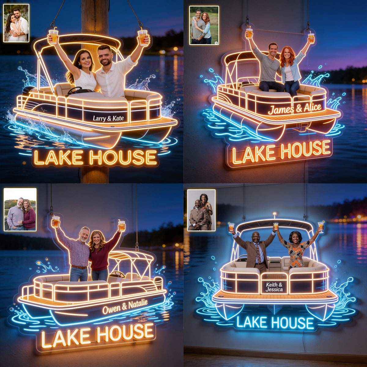 Our Lake House - Personalized Pontoon Neon LED Light Sign