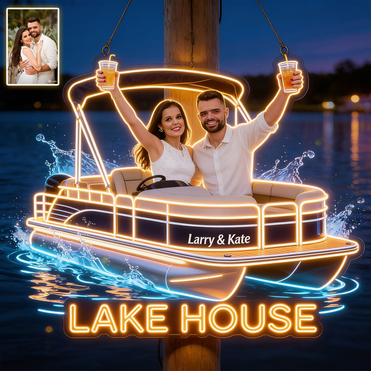 Our Lake House - Personalized Pontoon Neon LED Light Sign