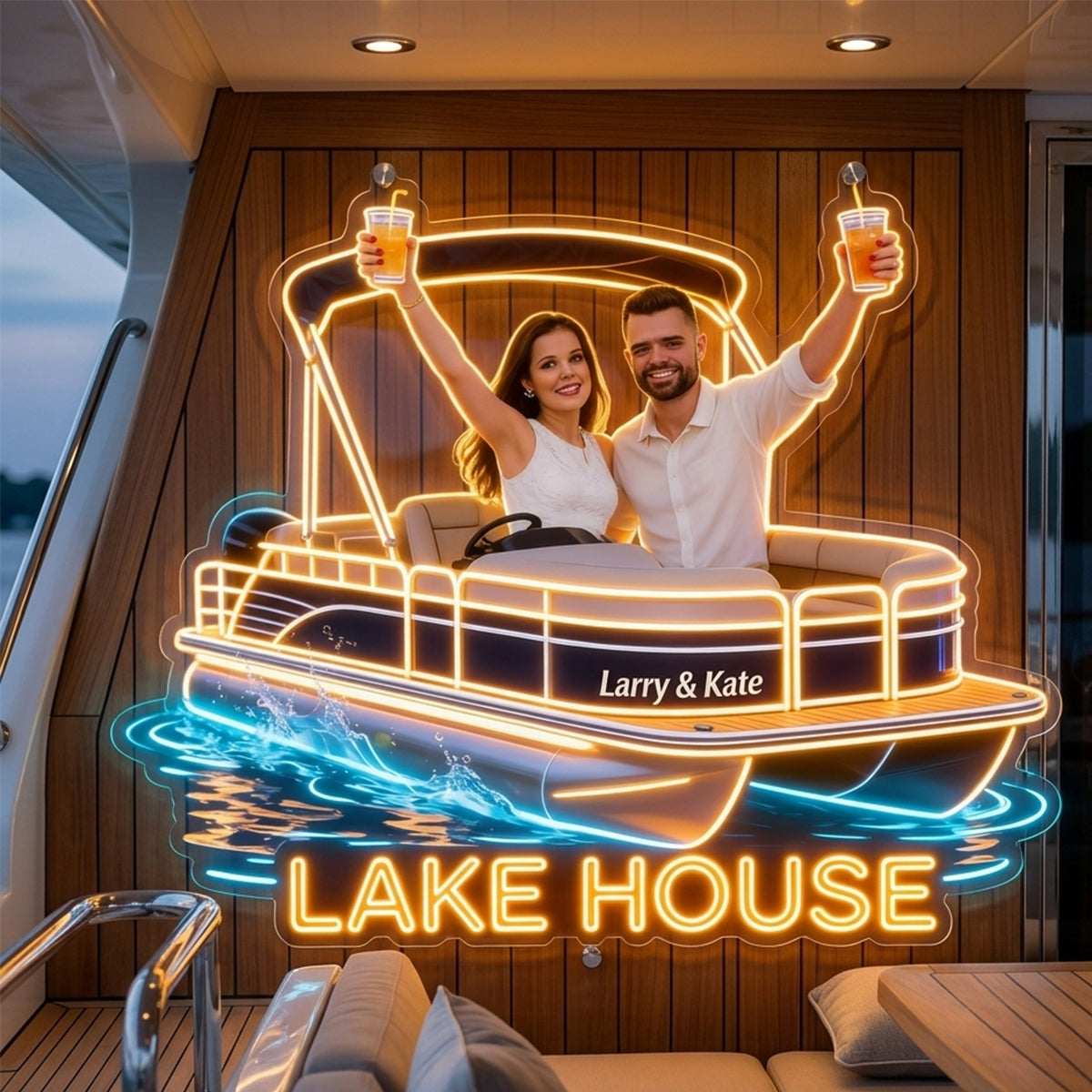 Our Lake House - Personalized Pontoon Neon LED Light Sign