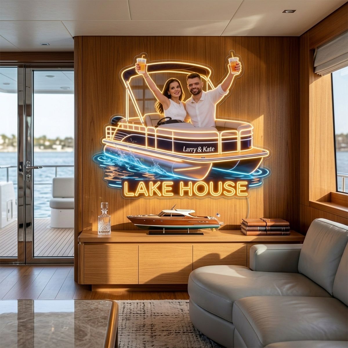 Our Lake House - Personalized Pontoon Neon LED Light Sign
