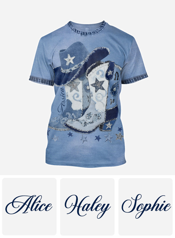 Cowgirl Boots - Personalized Cowgirl All Over Shirt