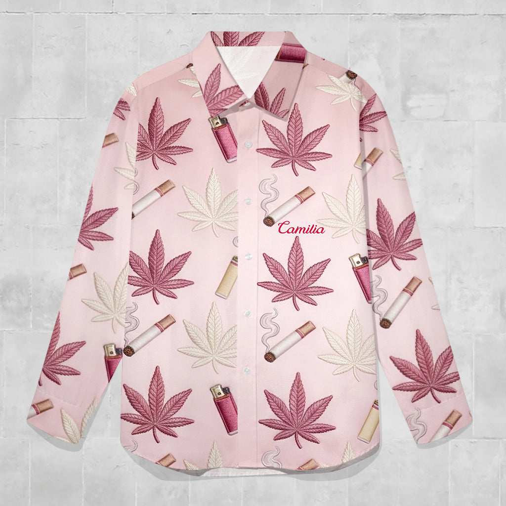 Green Magic Leaf - Personalized Weed Button-Up Shirt
