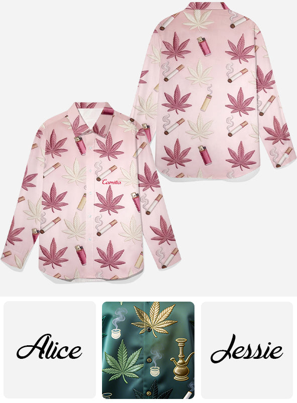 Green Magic Leaf - Personalized Weed Button-Up Shirt