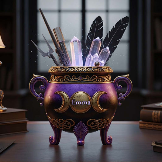 Witch Cauldron - Personalized Witch Wooden Pen Holder