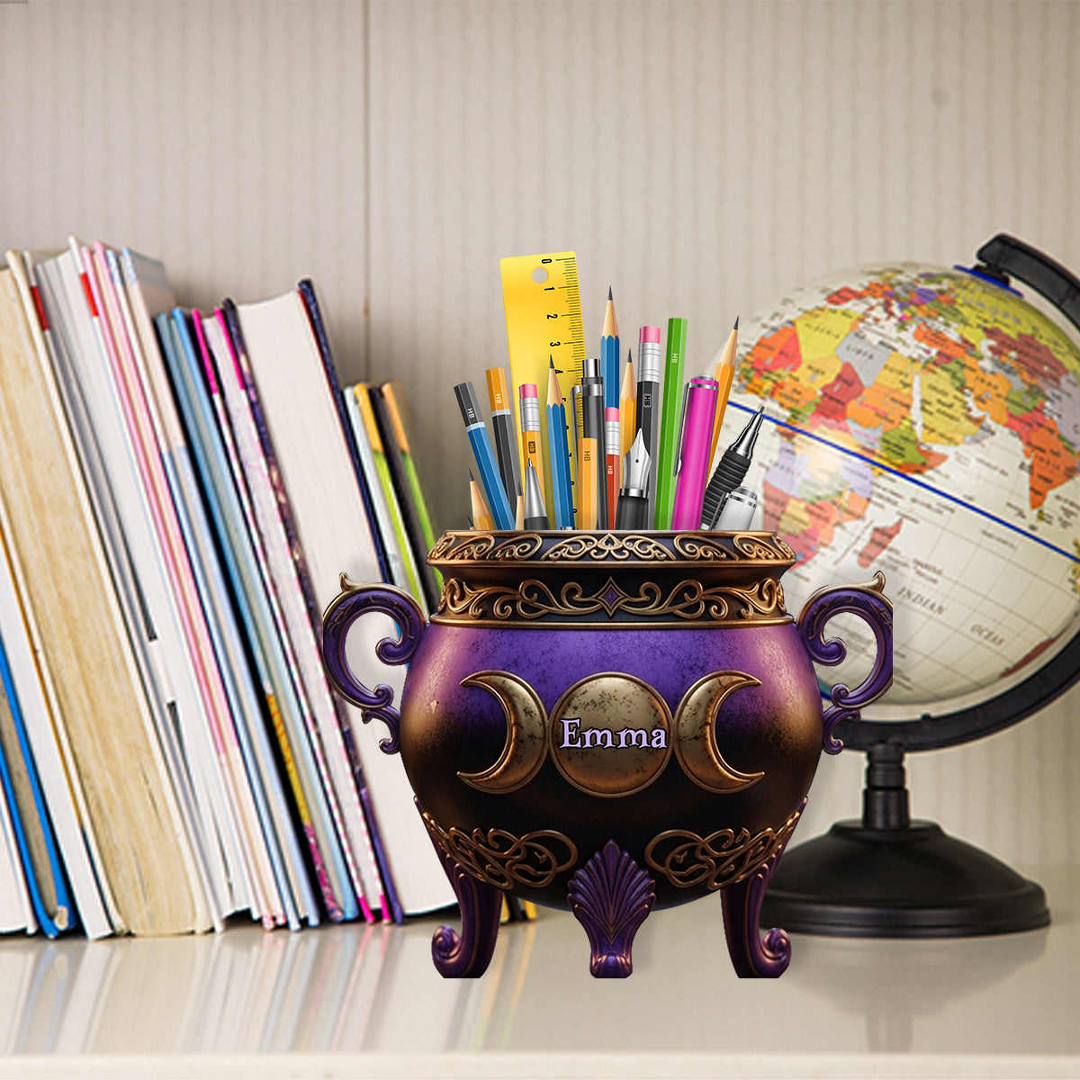 Witch Cauldron - Personalized Witch Wooden Pen Holder