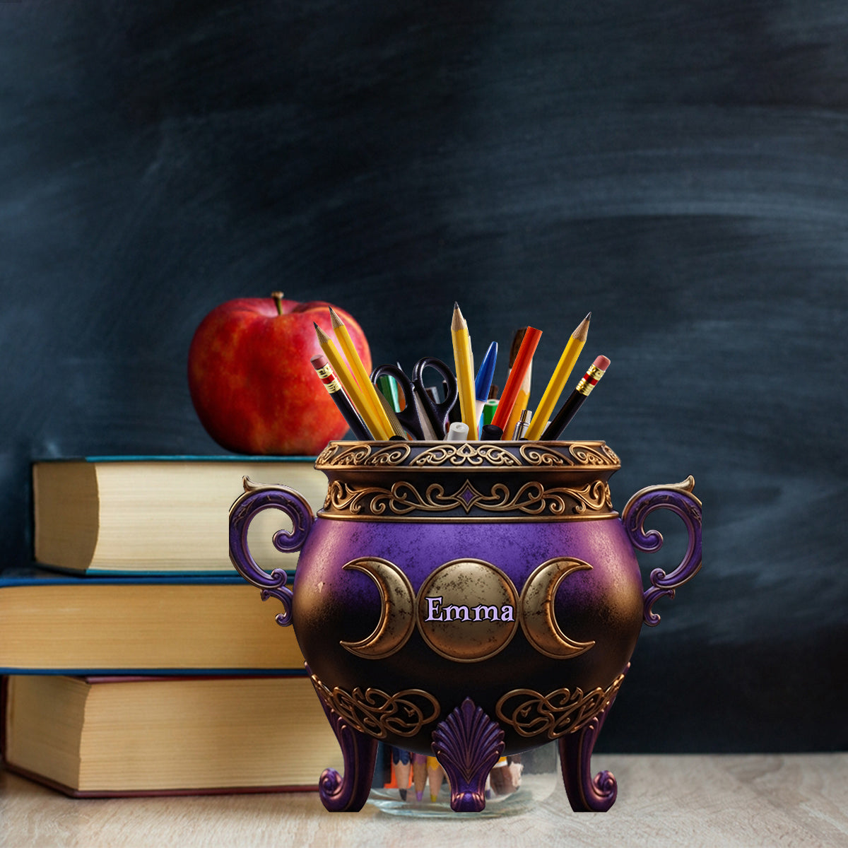 Witch Cauldron - Personalized Witch Wooden Pen Holder