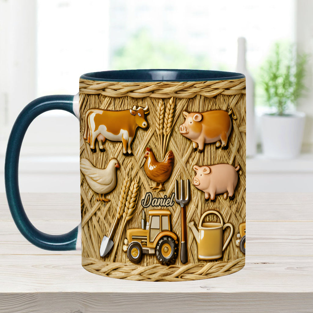 Gift For Farmers - Personalized Farmer Accent Mug