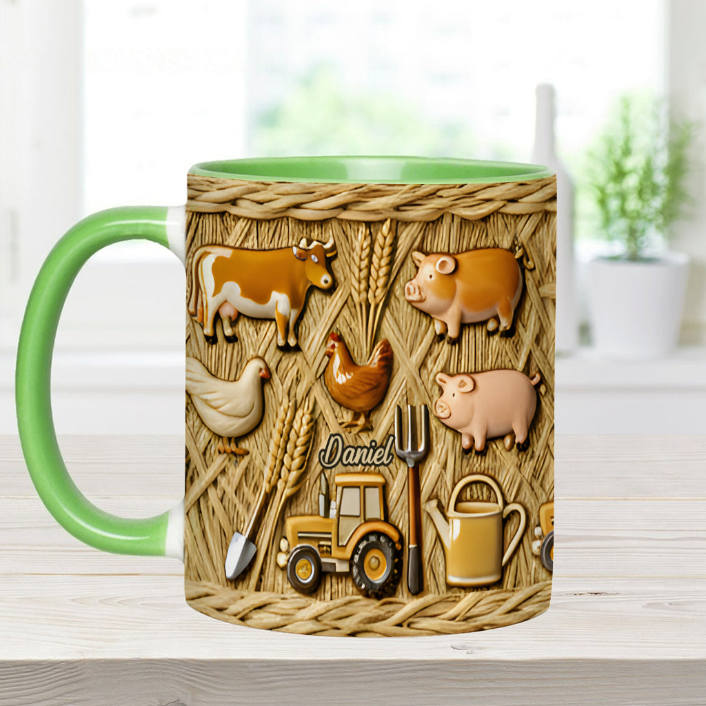 Gift For Farmers - Personalized Farmer Accent Mug