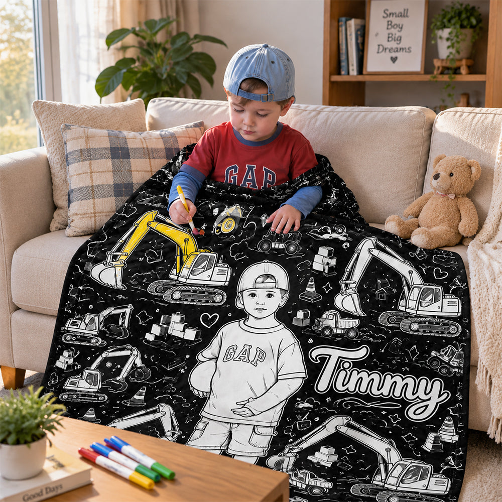 Fun Coloring Blanket For Kids, Custom Any Theme, Any Photo - Personalized Kid Blanket