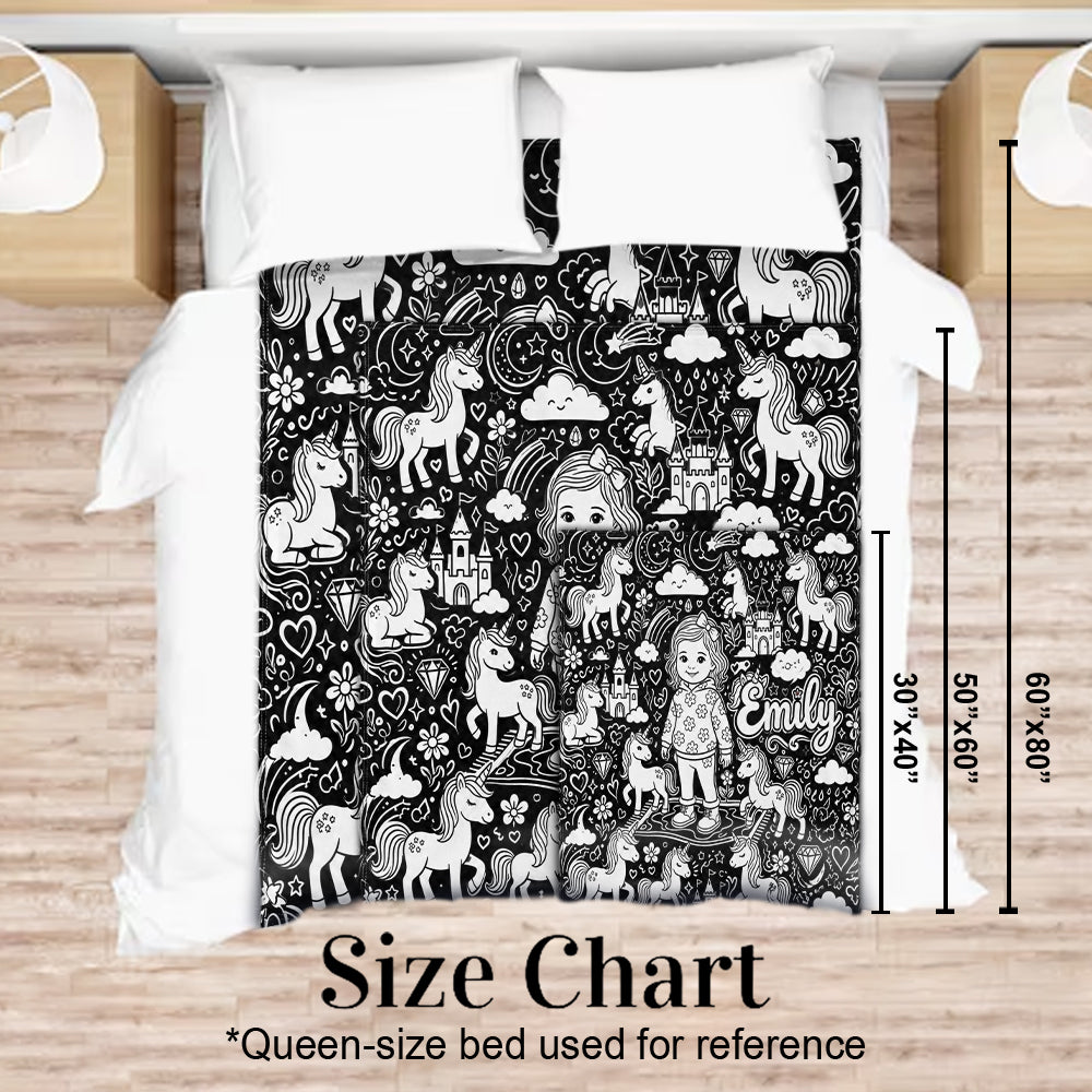 Fun Coloring Blanket For Kids, Custom Any Theme, Any Photo - Personalized Kid Blanket