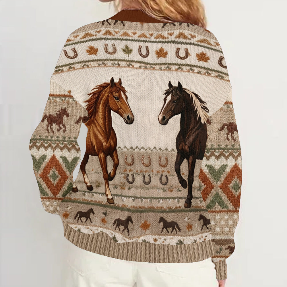 Love Horse - Personalized Horse Cardigan Sweater
