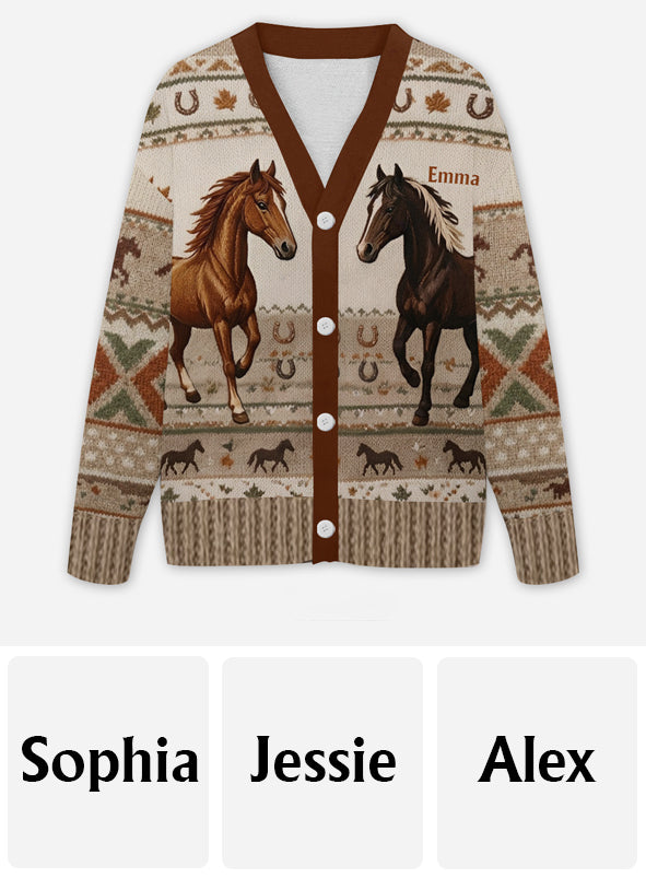 Love Horse - Personalized Horse Cardigan Sweater