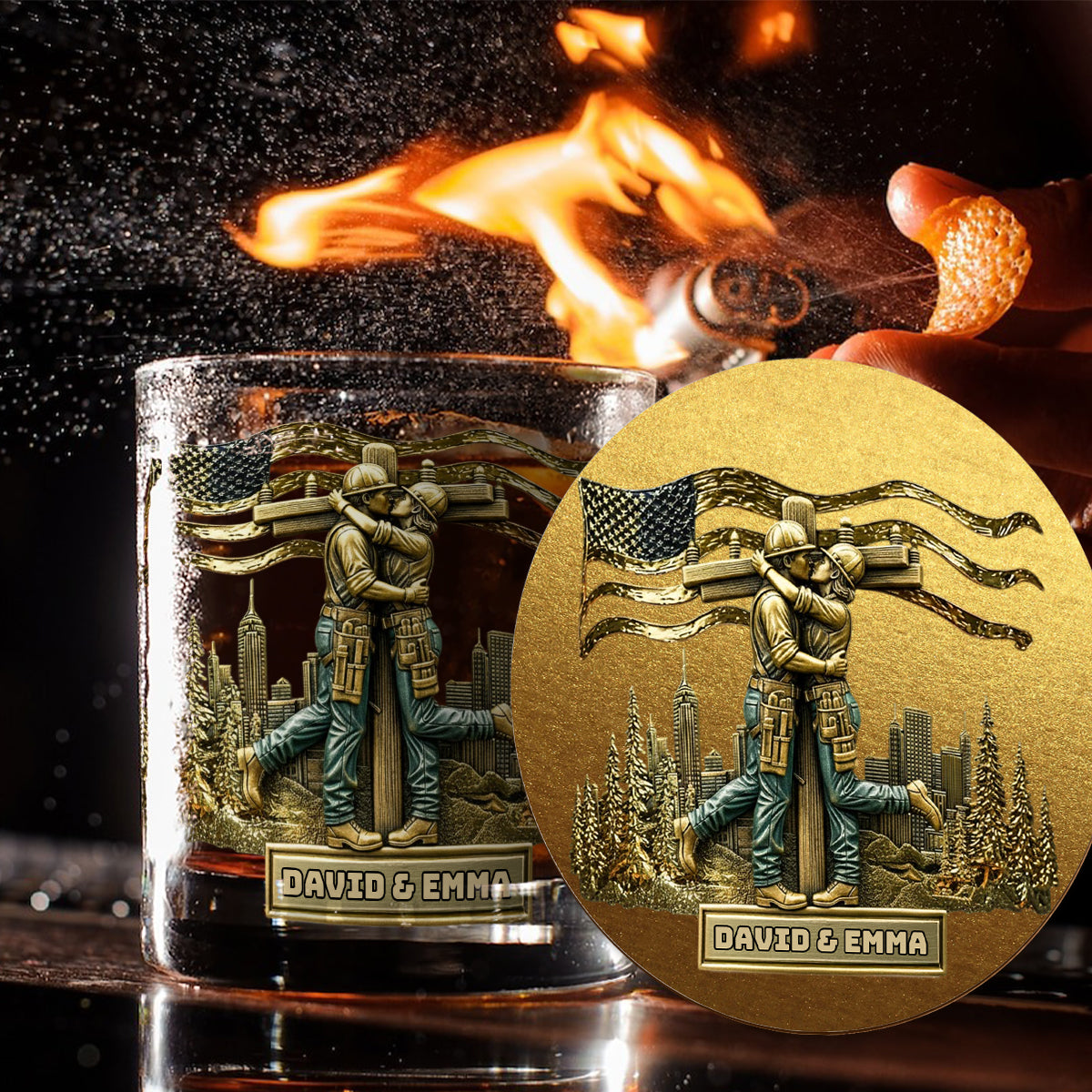 Lineman & Linewoman Legacy Glass - Personalized Lineman Whiskey Glass