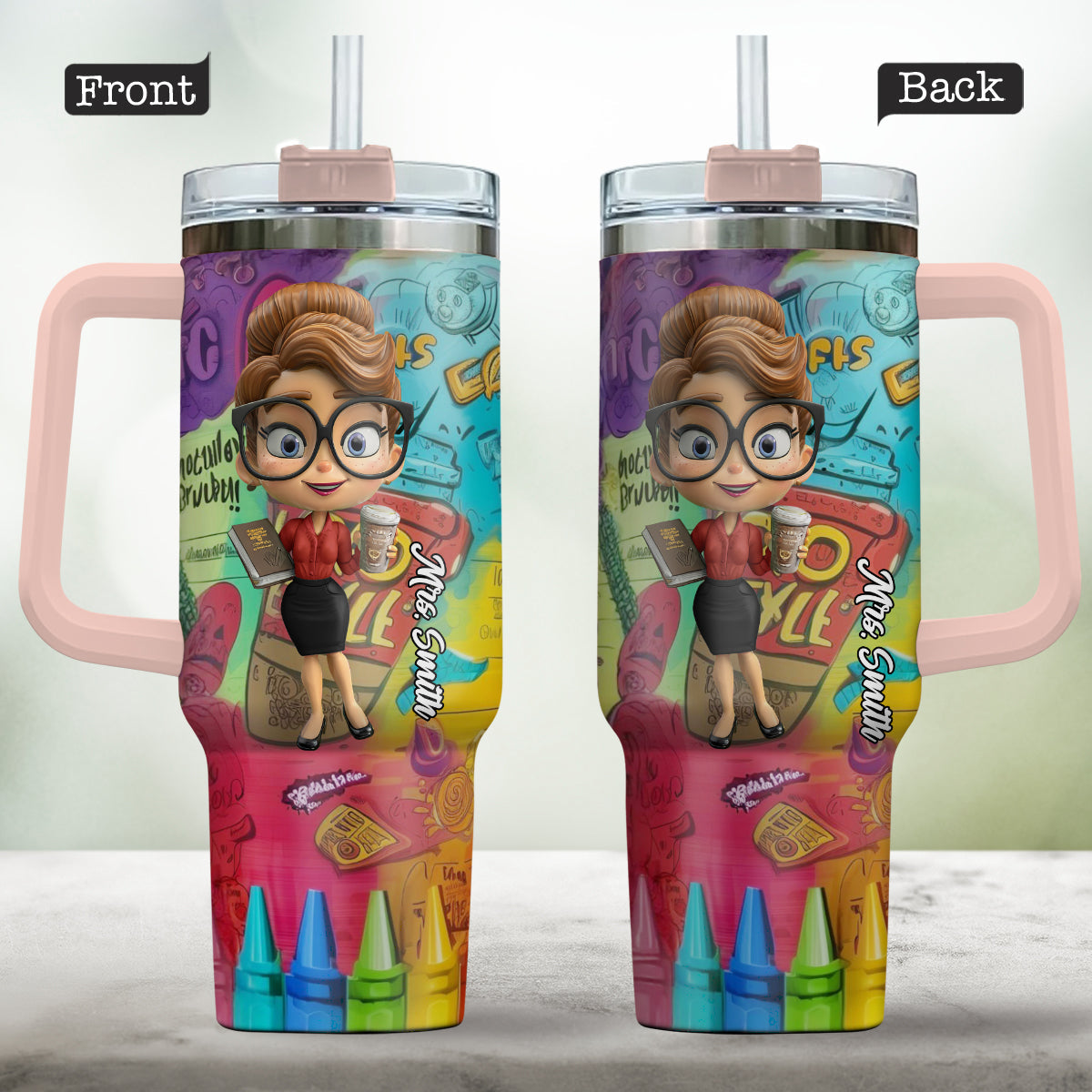 Love Teachers - Personalized Teacher Tumbler With Handle