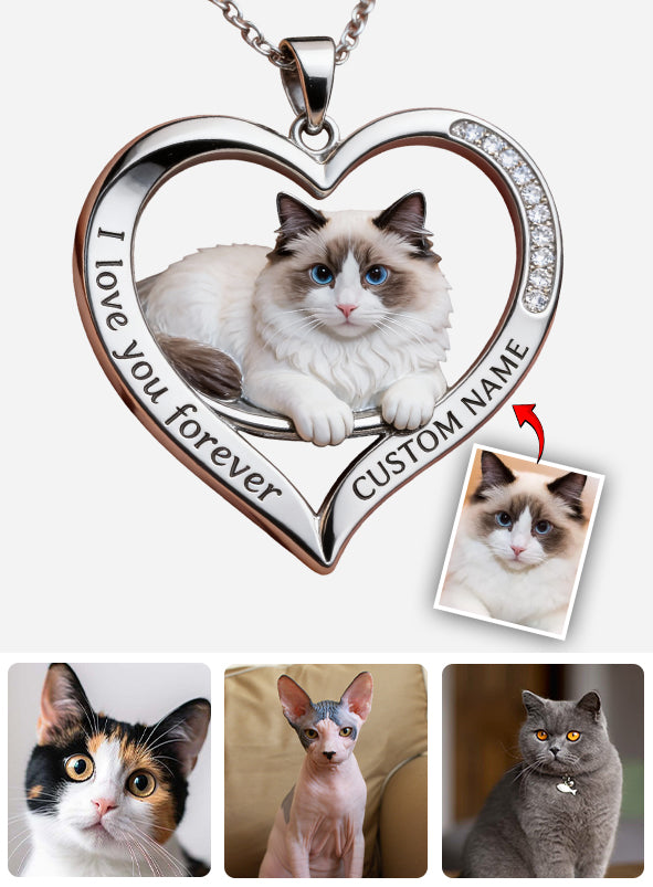 Custom From Any Photo - Personalized Cat Shaped Metal Pendant Necklace