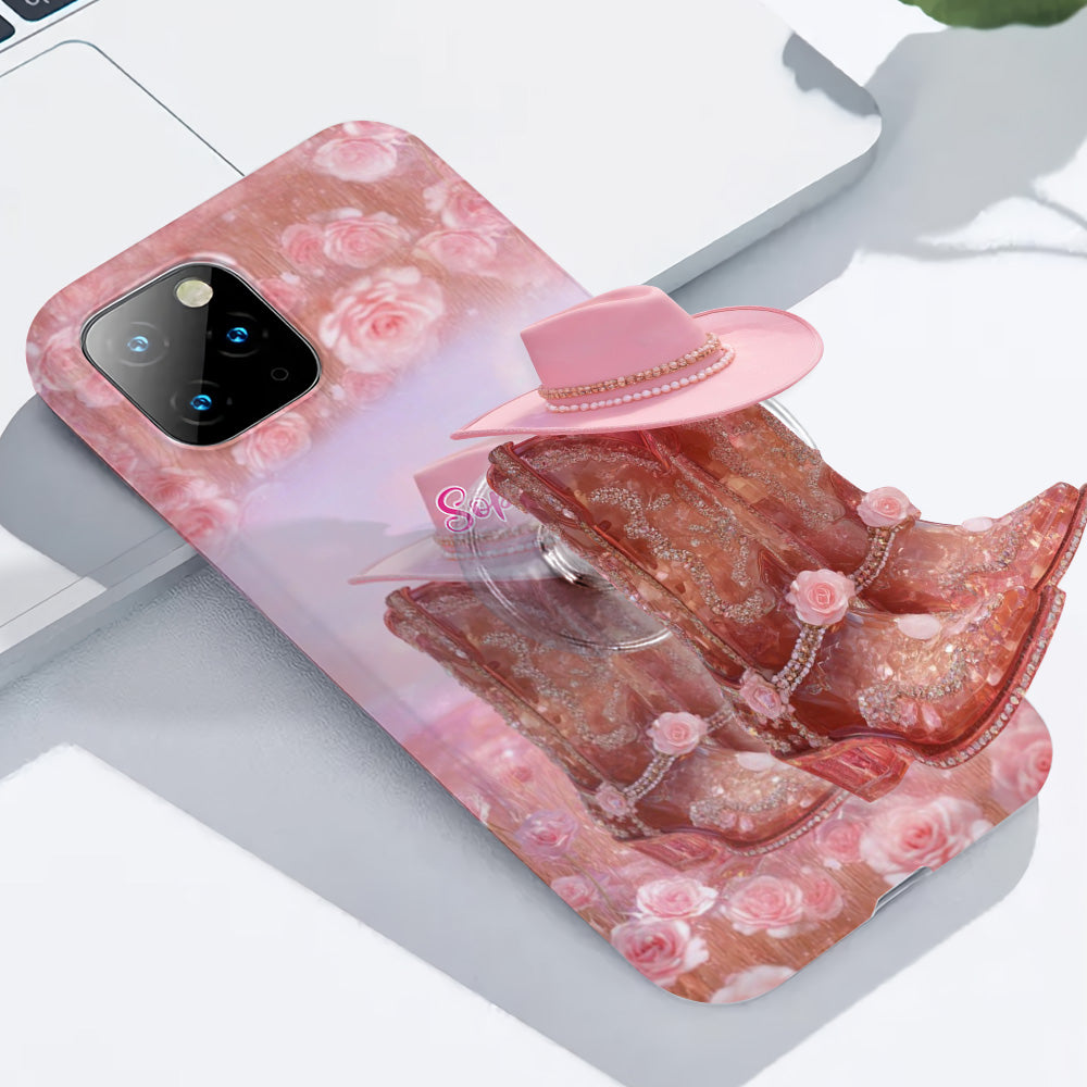 Floral Cowgirl - Personalized Cowgirl Full Print Phone Case & Phone Grip