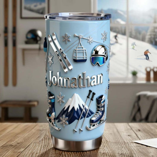 Skiing Makes Me Happy - Personalized Skiing Tumbler