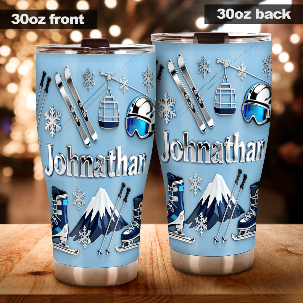 Skiing Makes Me Happy - Personalized Skiing Tumbler
