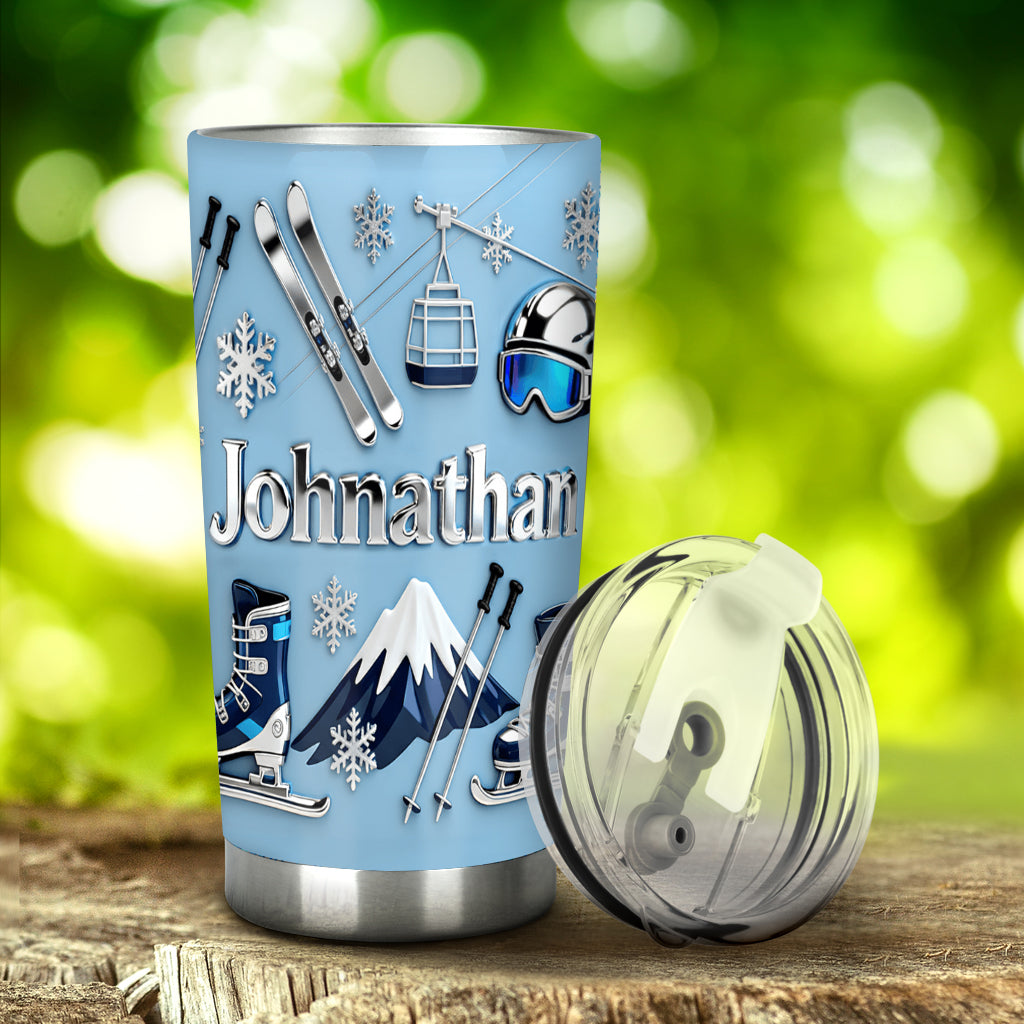 Skiing Makes Me Happy - Personalized Skiing Tumbler