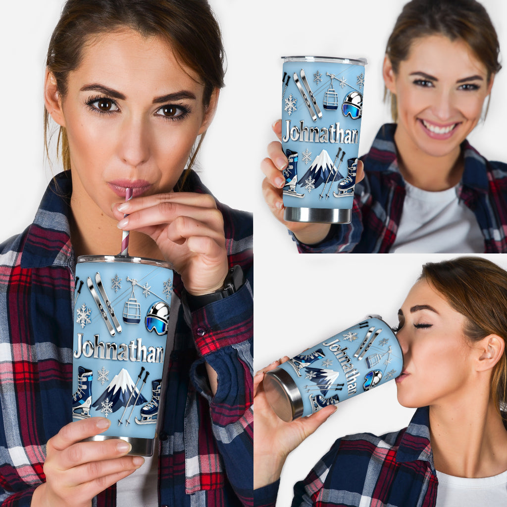 Skiing Makes Me Happy - Personalized Skiing Tumbler