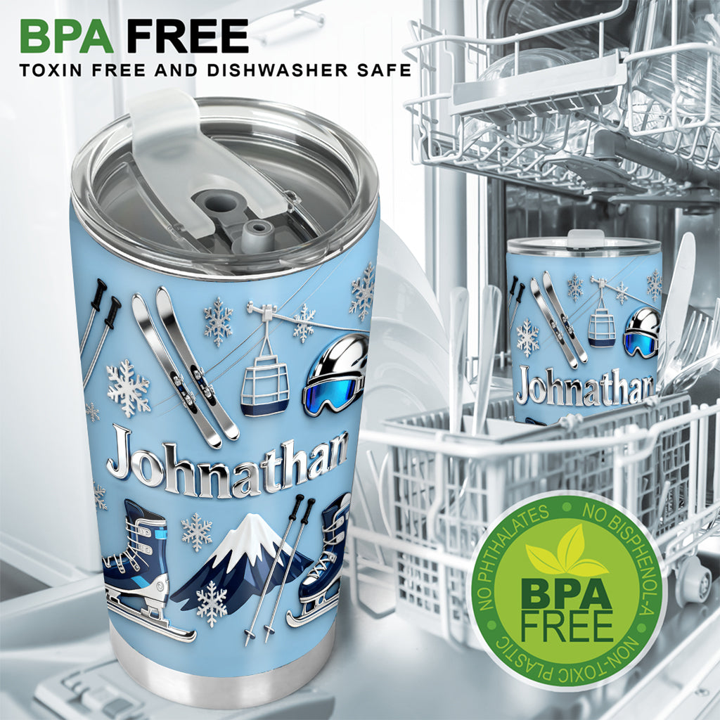 Skiing Makes Me Happy - Personalized Skiing Tumbler