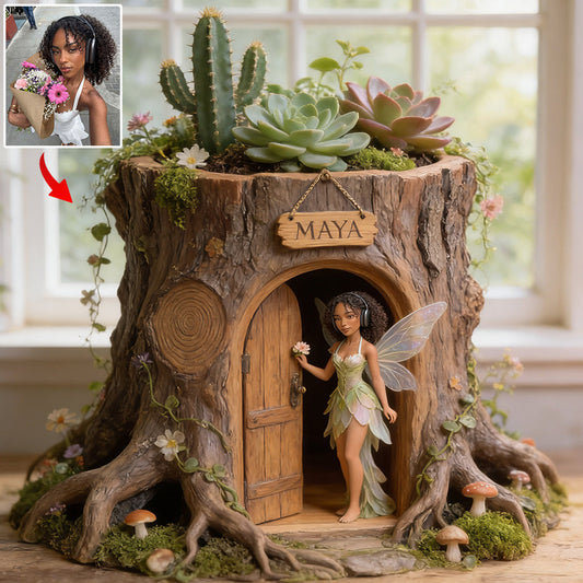 Custom Garden Fairy With Favorite Flower - Personalized Gardening Acrylic Pot