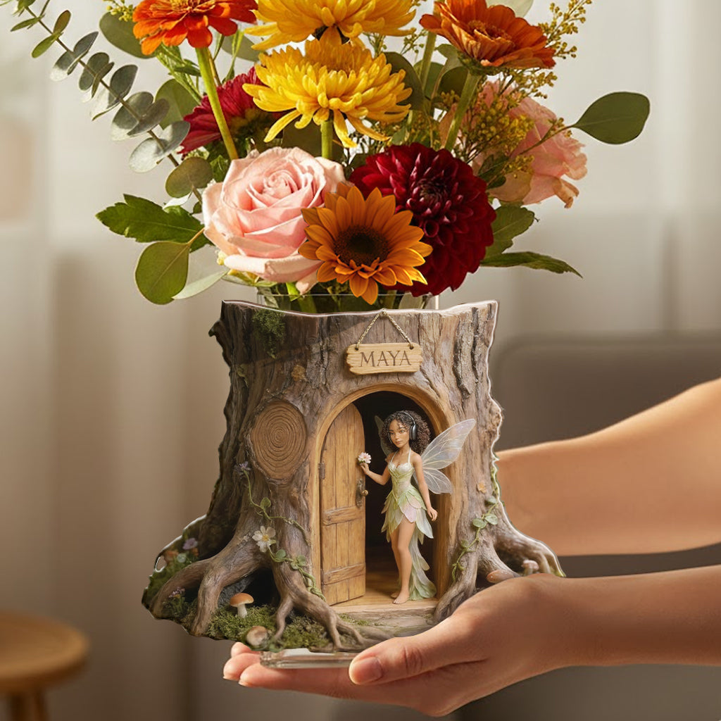 Custom Garden Fairy With Favorite Flower - Personalized Gardening Acrylic Pot