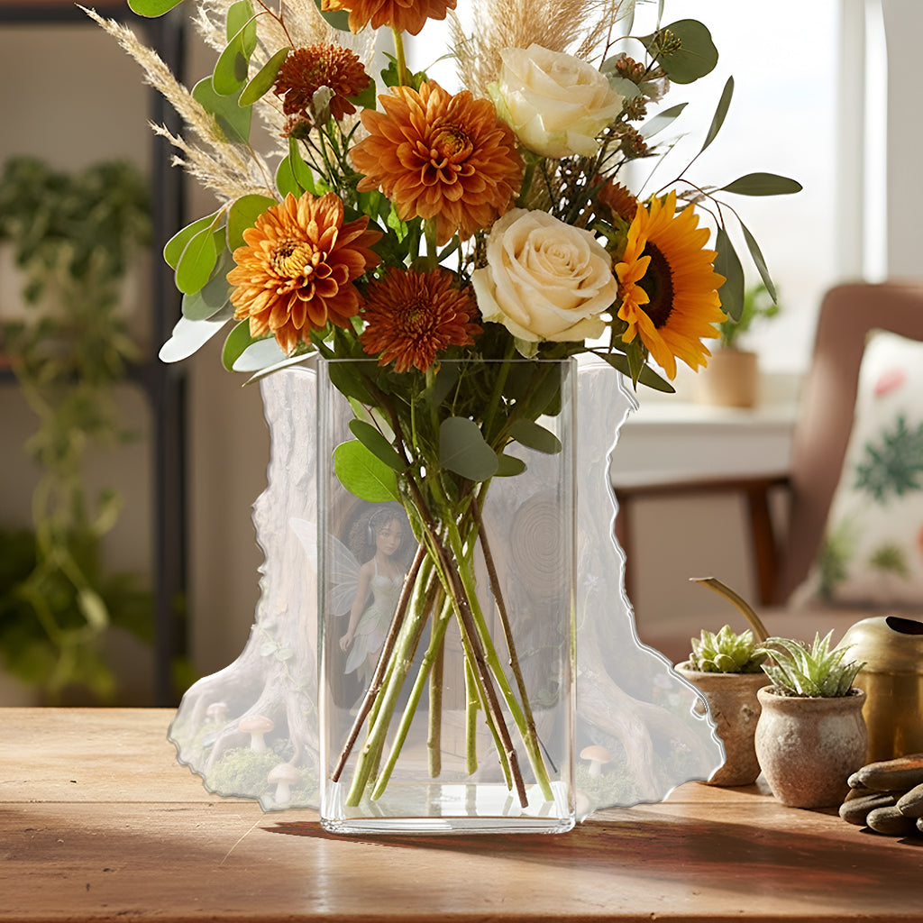 Custom Garden Fairy With Favorite Flower - Personalized Gardening Acrylic Pot